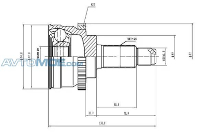 Шрус наружный AW1510047A Aywiparts (фото №1)